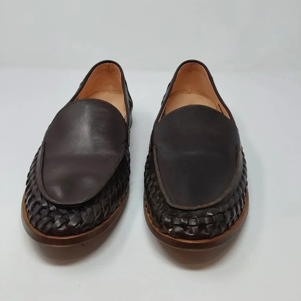 Astorflex Men's 9 Brown Woven Leather Loafers Handmade Italy Huarache Slip On